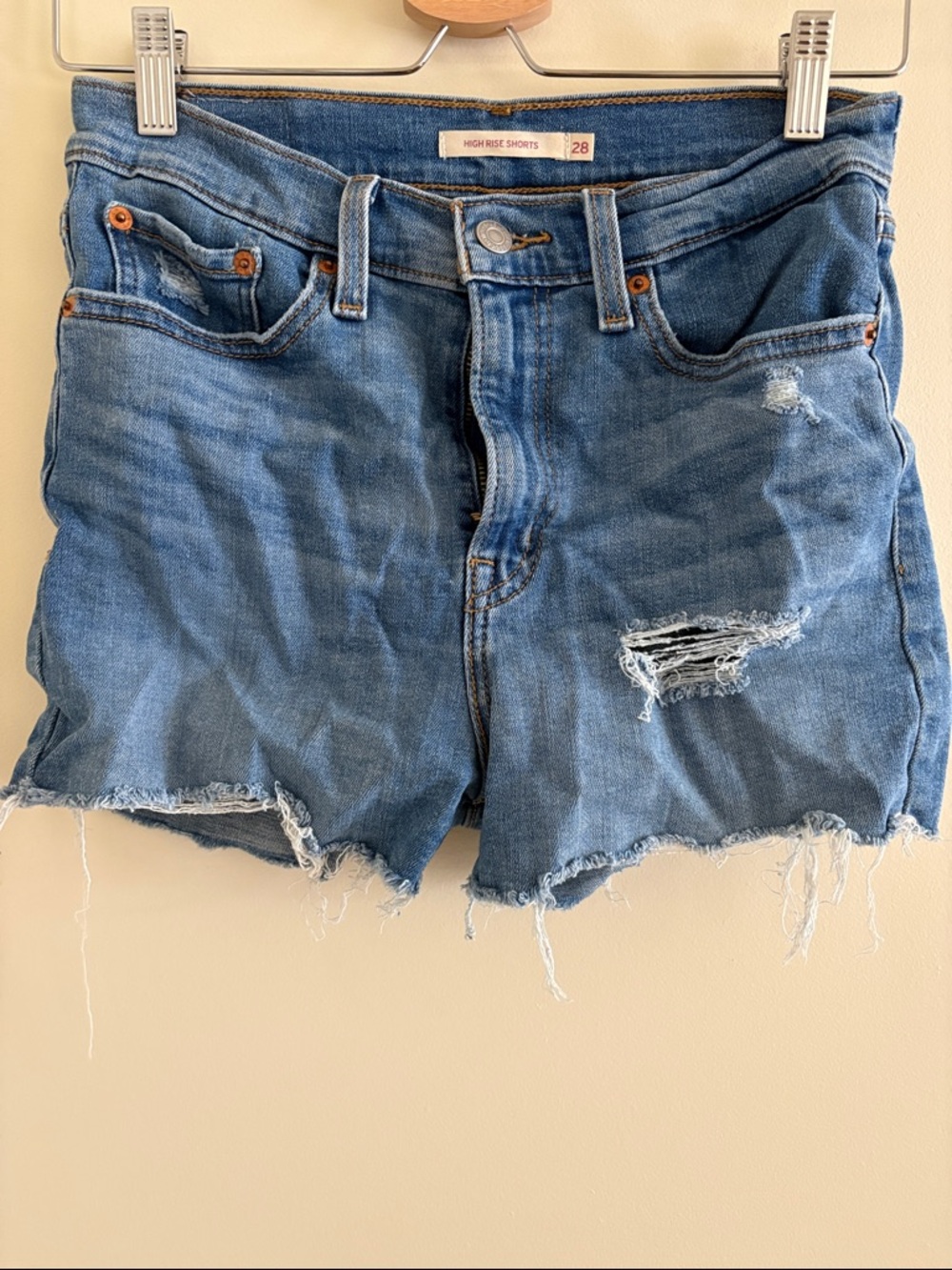 Levi’s Distressed Jean Shorts in Medium Blue